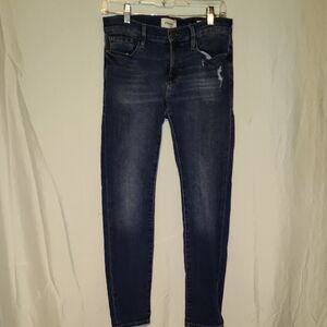 Frame Denim Dark Blue Skinny Jeans Le Garcon Size 25 Lightly Distressed
